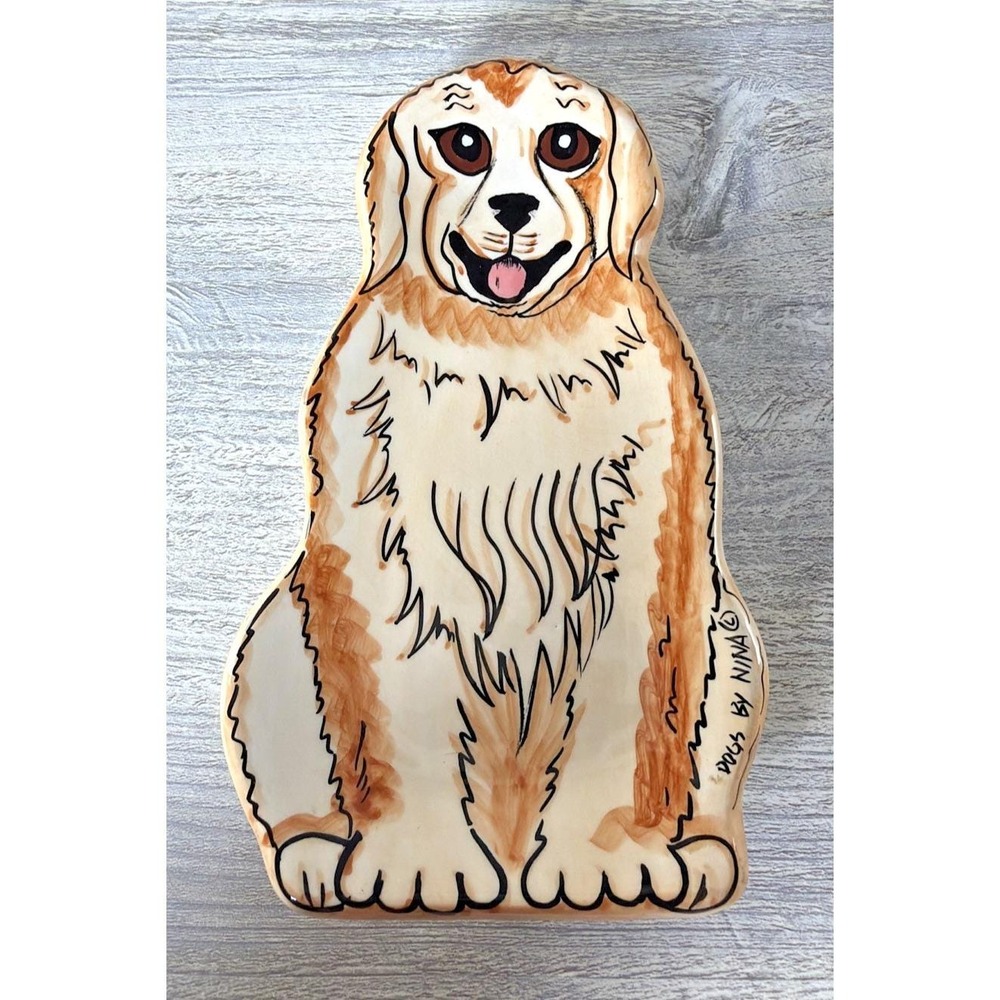 Nina Lyman Dogs By Nina Ceramic Golden Retriever Dog Trinket Dish Spoon Rest